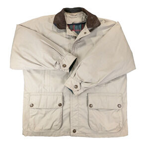 Gant Bomber Jacket XL Men's VTG Beige Leather Collar Removeable Fleece Lining